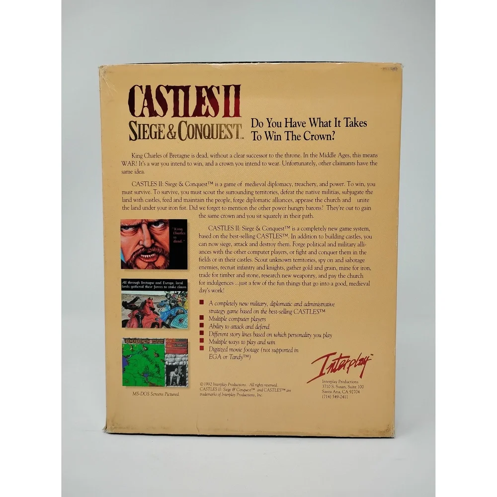 Interplay Castles II: Siege & Conquest Big Box PC Game 1992 MS-DOS Vintage Game
